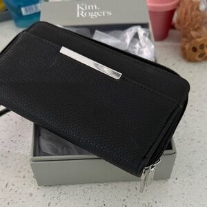 Kim Rogers Black Zippered Wallet with Silver Accent
